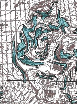 Blue areas show "potential for permanent ground displacements..."