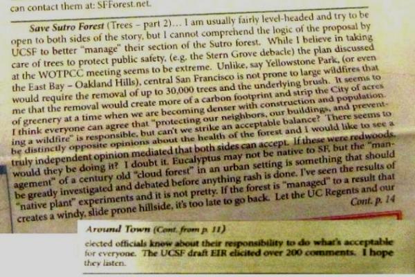 westside observer July-Aug 2013 Save Sutro Forest 1