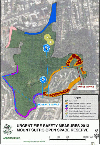 Mt Sutro 'fire safety work' map After