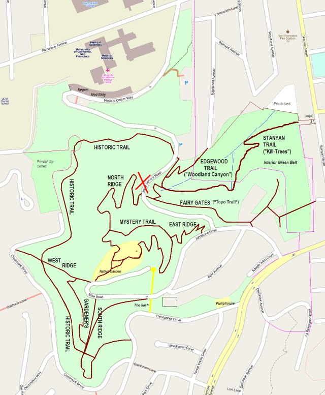 sutro forest map with location of tree cutting jan 2016